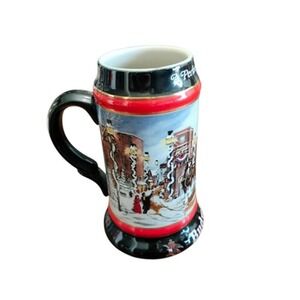 Vintage 1992 Budweiser A Perfect Christmas‎ Clydesdales Ceramarte Stein Mug